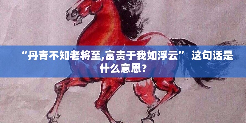 “丹青不知老将至,富贵于我如浮云” 这句话是什么意思? “丹青不知老将至,富贵于我如浮云” 这句话是什么意思?