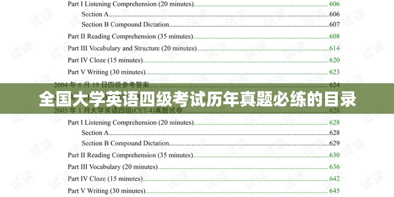全国大学英语四级考试历年真题必练的目录