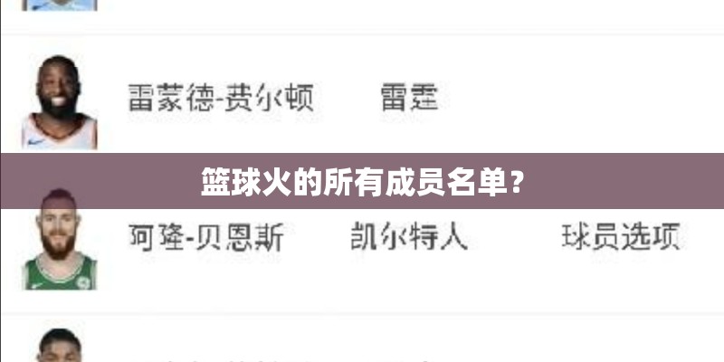 篮球火的所有成员名单？